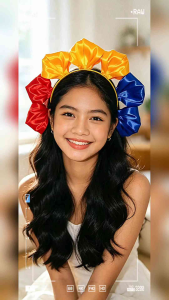 Filipinia Buwan ng Wika Philippine Flag and United Nations Day Themed Colorful Ribbon Bow with Yellow Flower Center Hair Clip Hair Accessories