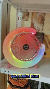 Quạt tích điện để bàn kết hợp đèn LEd đa sắc màu 2025