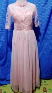 LONGDRESS GAUN PESTA TILE PINK MINUS 334