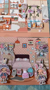 tocaboca paperdoll Cute girls choco room Laminated photo paper with velcro tapes (ready to play no need to cut) quiet book for kids