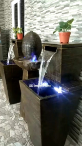 S4 Large Yellow Feng Shui Water Fountain Square Pond Kolam Air Sandstone Garden Water Feature 风水流水喷泉瀑布池 Waterfall