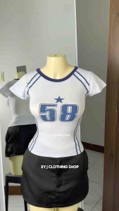 Jadis Star 58 Graphic Top Tees Y2k 90s Short Sleeve Womens Streetwear