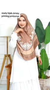 Hijab bergo pet Jersey printing bunga Jumbo XXL