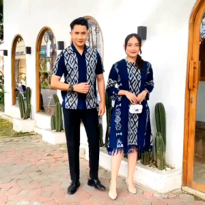 Best Seller Couple Natal Baju Tenun Navy Terbaru Baju Couple Kondangan Baju Pasangan Prewedding Baju Viral Baju Trend Kekinian