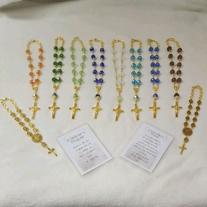 Car or Door Rosary (Gold nickel metals) with prayer guide for travellers/drivers