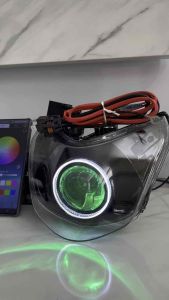 Lampu depan Spacy custome Biled ASLI projector 25 in devil RGB Ring slim + Relay