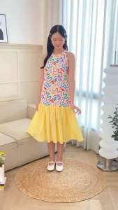 Mommade-เดรสให้นม ชุดให้นม Candy Twotone Raffel Long Dress