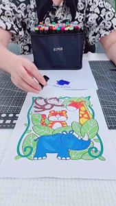 (Loại đẹp) Bút dạ tô vẽ tranh 2 đầu 48 màu kèm túi vải Maker touch. Bộ 48 bút vẽ tranh nghệ thuật