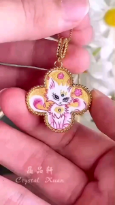 【现货】4cm高▪️狐仙唐卡吊坠 + 背面白蝶贝▪️手工绘画|狐仙能量|Fox Fairy (Huxian Niangniang) Thangka Pendant Hand-Painted ▪️4CM H ·