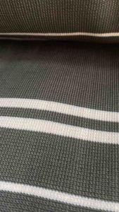 Kain rib bur untuk jaket premium polyester rajut tebal sedang army olive polos dan salur