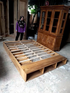 dipan lesehan kayu jati dengan ruang penyimpanan  dewi furniture officialll