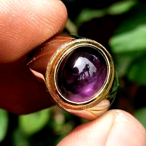 Cincin Batu Akik Natural Kecubung Ungu Minimalis Top Giwang Asli