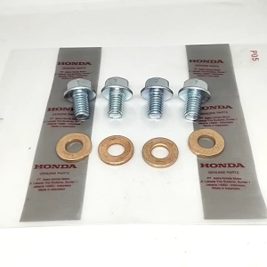 Baut Oli Gardan Set dengan Ring Tembaga Baut 12 M8x12 Logo 4Baut Gardan Honda BeAT/Genio/Vario/Scoopy dll Universal