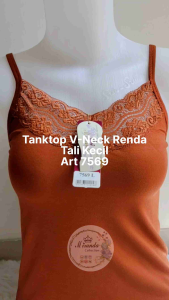 Miranda Tanktop V-Neck Renda Tali Kecil Bahan Rayon Grade A Art 7569 New