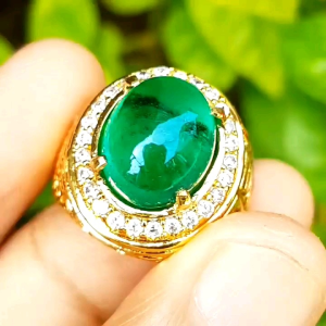 Cincin Batu Zamrud Zambia Top Kristal Bodyglass Super Mewah