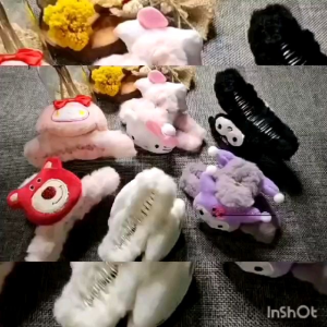 JEPIT RAMBUT SANRIO KOREA IMPORT 12CM / JEDAI BULU HALUS JUMBO / JEPIT RAMBUT KARAKTER BONEKA / CUTE FUR HAIR CLIPS / BRS2810