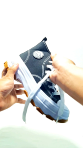 Sneakers NEW & BEST HIGH TOP NBP-2391A BLACK TBL || Sepatu Sekolah Perempuan Hitam Putih Sol Tinggi || Sepatu Fashion Cewek Import Korea Style || Sepatu Sekolah SMP SMA Hitam Elastis Ringan || Sepatu Kasual Cewek Stylish