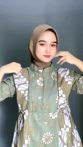 Atasan Wanita Modern Blouse Batik Kombinasi Bunga Seno Katun M L XL XXL