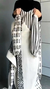 Set Couple White Marline Dress & Kemeja Tenun Troso Terbaru Baju Kondangan Baju Viral Baju Trend Kekinian