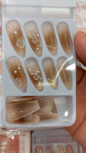 Z25 Bộ 24 móng tay giả đính đá thiết kế có sẵn keo dán