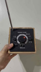 Affordable Yamazaki WoodyCube FM radio with bluetooth function in wood grain