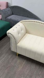 VC LUXURY CHAISE LONGUE LINE LONG STOOL BENCH CHAIR DIAMOND VELVET SOFA