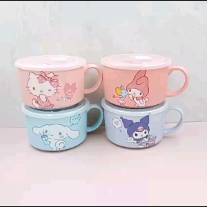 Gelas Mangkok Sanrio / Gelas Cinnamoroll / Gelas Import Melody / Mangkok 800ML Kuromi Pochacco