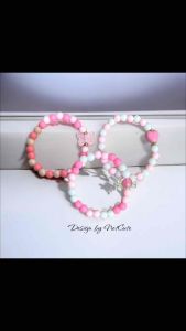 SALE (3pcs) Cute Pink Bracelet (13cm)- Elastis Gelang Anak - Netcute Gelang Manik manik - Gelang Cute - gelang Korea - aksesoris Kids