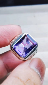 Natural Untreated Brazilian Amethyst 8 carat silver handmade ring