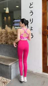 BỘ DÀI PHỐI ÁO HỌA TIẾT THỂ THAO NỮ TẬP GYMYOGAAEROBIC CHẤT THUN POLYESTE PHA SỢI SPANDEX MỀM MAỊ THOÁNG KHÍ