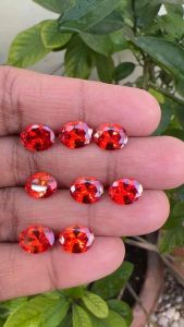 CZ ORANGE ขนาด 4x6 มม MM รูปไข่ ( OVAL )10กะรัต (CARATS)10เม็ด (10 PIECES) เกรด สวยไฟดีค่ะ