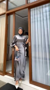 Gamis Pesta Mewah Lyodra Silk Satin Premium Gaun Pesta Bridesmaids Kondangan Lamaran Wisuda Terbaeu