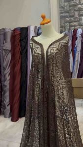 25 meter Kain Brukat Lace Semi France Prancis Panel Warna Coklat Tanah Bisa Untuk Kebaya Nikah Wisuda Lamaran dan Kebaya Seragaman Keluarga atau Bridesmaid
