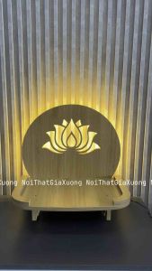 ( Có Đèn Led ) BÀN THỜ TREO TƯỜNG HOA SEN XOÈ + Sản phẩm tự lắp ráp