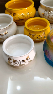 Gold embossed lotus Incense Burner  Ceramic Incense Burner Gold embossed lotus Incense Burner