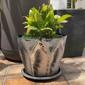 ปากใหญ่ มีจานรองก้น กระถางต้นไม้ทรงเหลี่ยมเพรช9262-9265