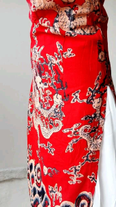 0972 CNY Liya Cheongsam Dress 2 Pcs Set Gaun Merah Imlek