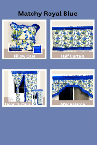 1 ROYAL BLUE CONTIZA MATCHY MATCHY CURTAIN (DOUBLE PANNEL HALF CURTAIN TAPAL VALANCE MSP VALANCE SINGLE PRINTED DOOR PILLOW CASE)