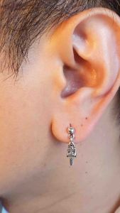 Chrome Hearts Sterling Silver 925 Dagger Drop Earring (เครื่องประดับเงินแท้ ต่างหู) Code: CED030