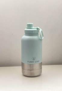Furry Chic Stainless Steel Water Bottle with Food Bowl and Water Bowl for Pets Dogs Cats