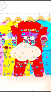 SETELAN ANAK PEREMPUAN LENGAN SABRINA MOTIF MY MELODY KUROMI 1-6 TAHUN