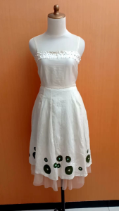 mini midi dress wanita cream S M cewek tank MEWAH cute santai