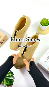 one love emira sepatu wedges wanita resleting depan sneakers kasual size 36-40