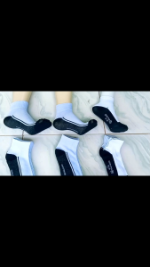KAOS KAKI PUTIH TELAPAK HITAM PENDEK - KAOS KAKI SEKOLAH SD SMP SMA 6 PASANG