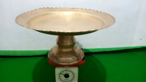 Pajangan Dulang berkaki ukiran size jumbo 44x20cm bahan kuningan tebal