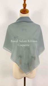 COQUETTE Bawal Sulam Bidang 45 Cotton - TUDUNG BAWAL SULAM RIBEN RIBBON BIDANG 45 EMBROIDERY - BELI 2 PERCUMA 1