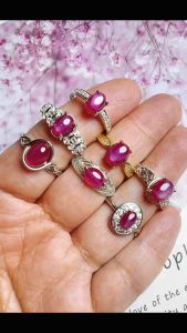 Cincin Kristal / Natural Crystal Ruby Silver Ring 天然红宝石戒指