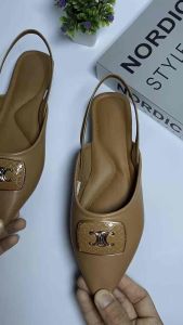 Futto.chic sepatu flat mules wanita cantik slip-on tali karet pita A03