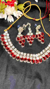 ชุดสร้อยคอต่างหูและหน้าผากอินเดีย งานพลอยอินเดีย งานนิ่ม สินค้าพร้อม Indian necklace set