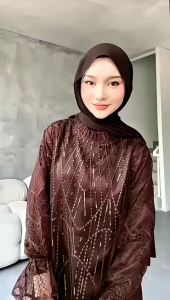ALEA DRESS BROKAT WANITA MUSLIM TERBARU SILK MIX BRUKAT OUTER TERPISAH GAMIS LEBARAN KONDANGAN